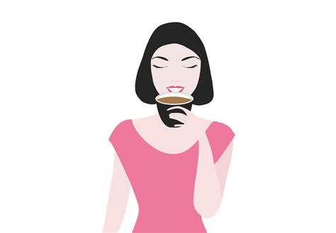 Woman Drinking Coffee Vector Illustration 6946692 Vector Art At Vecteezy