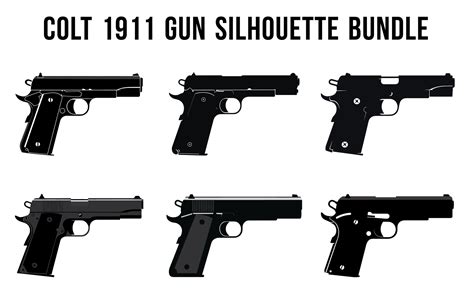 Set of Machine Gun Vector Silhouette Bundle, Collection of Gun ...