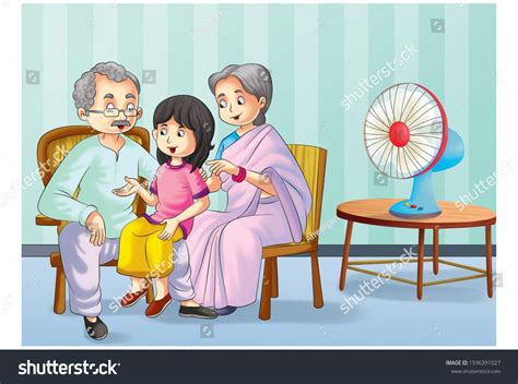 Indian Family With Grandparents Clipart