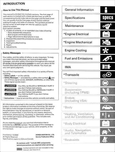 2006 2009 Honda Civic Hybrid Repair Shop Manual Original Set