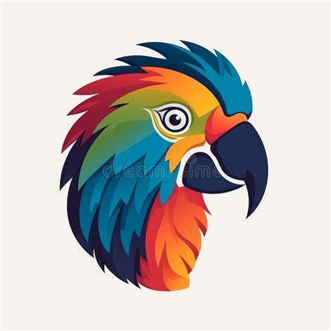 Simple Parrot Head Logo Design in Flat Style Stock Illustration ...