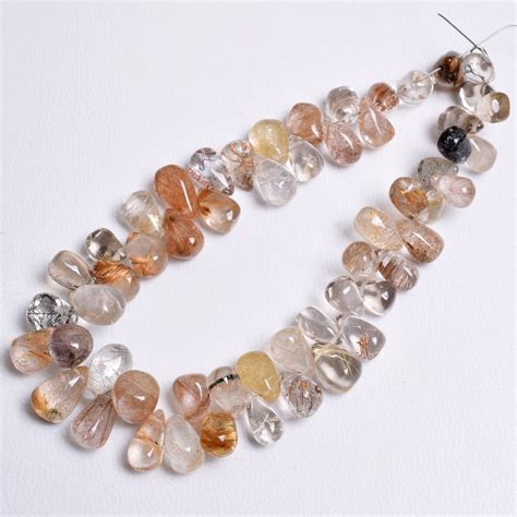 Golden Rutile Quartz Smooth Teardrop Beads Shyama Gems