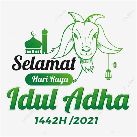 Letras De Hari Raya Idul Adha 1442 H Con Ilustración De Cabra PNG