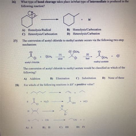 Solved 26 What Type Of Bond Cleavage Takes Place Inwhat