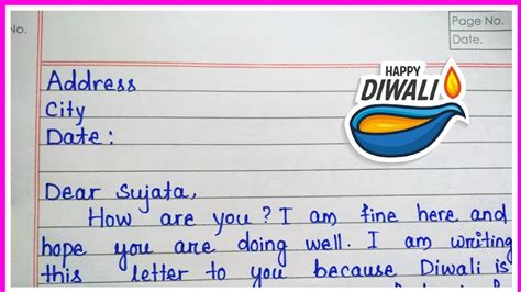 Letter To Friend Inviting Him Her To Celebrate Diwali Festival At Your