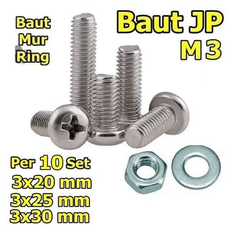 Jual X Set Baut Mur Ring M Baut Jp M Mm X Mm Mm Mm