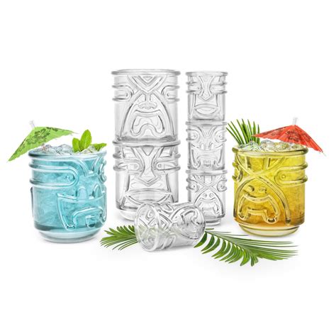 Clear Tiki God Glasses Set Of 4 Cocktail Emporium