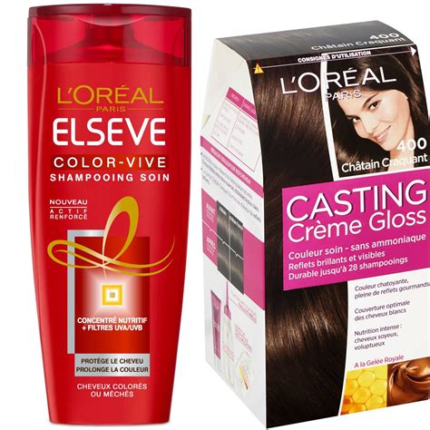 Комплект L Oreal Paris Боя за коса Casting 400 Chatain Шампоан