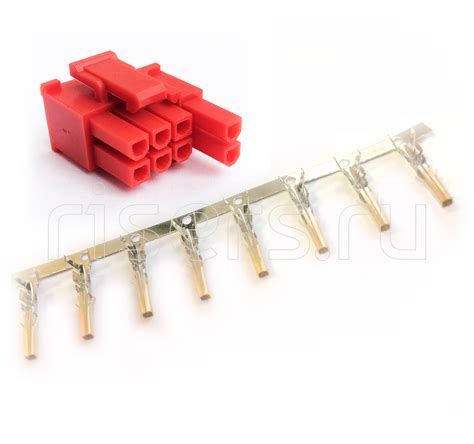 Купить Разъем питания 6+2 pin PCI-e M папа красный