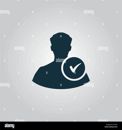 User Profile Sign Web Icon With Check Mark Glyph Stock Vector Image