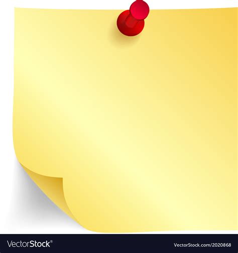 Yellow paper note with red pin Royalty Free Vector Image