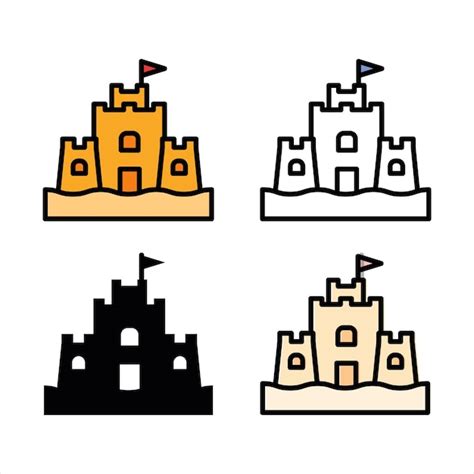 Icono De Tipo De Vector De Castillo De Arena Vector Premium