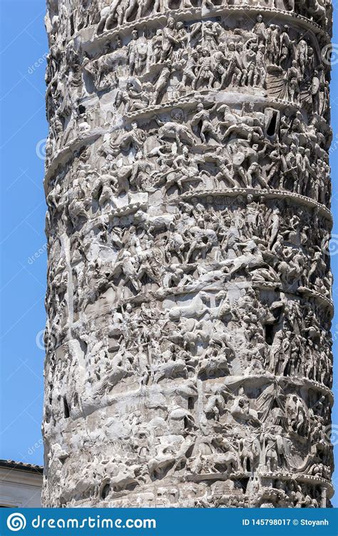 Detalhe Arquitet Nico De Marcus Aurelius Column Antigo Na Frente De