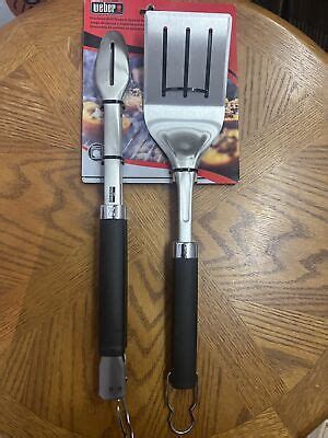 Weber Precision Tongs Spatula Grilling Tool Set Stainless Steel Ebay