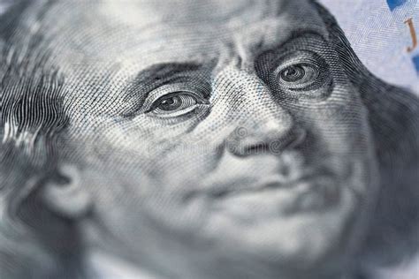 Close-up Shot of a 100 Dollar Bill with the Face of Benjamin Franklin ...