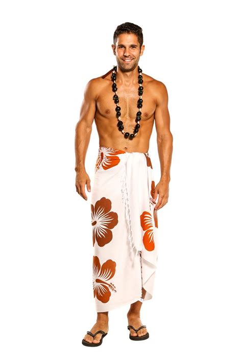 Sarong For Men Hawaiian Cover Up Sarong In Brown And White