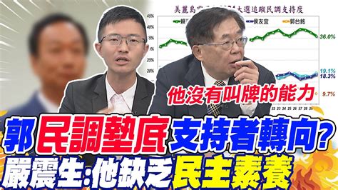 郭 民調墊底 支持者轉向嚴震生 他缺乏 民主素養 賴急喊 沒有躺選 侯漢廷 對侯柯 是危機也是轉機 Youtube