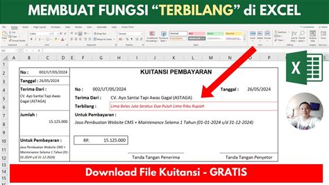 Membuat Fungsi Terbilang Di Excel Mudah Cepat Contoh Kuitansi