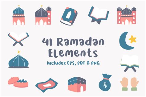 Ramadan Elements Illustration Set Graphic By Suntype · Creative Fabrica