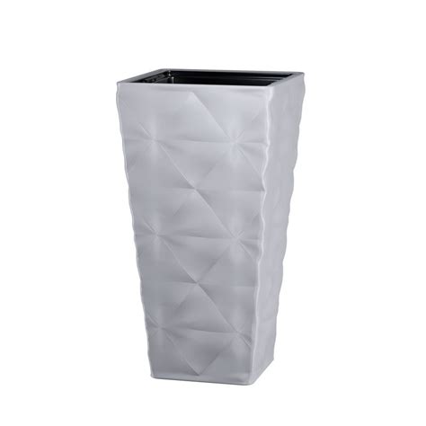 Кашпо пластиковое для цветов напольное высокое Diva Slim square 30 со ...