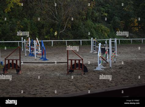 horse show jumping obstacles Stock Photo - Alamy