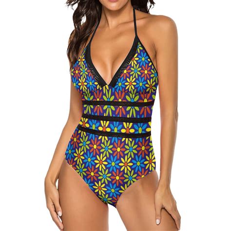 Flower Power Swimsuit Sexy Floral Print One Piece Swimwear Push Up