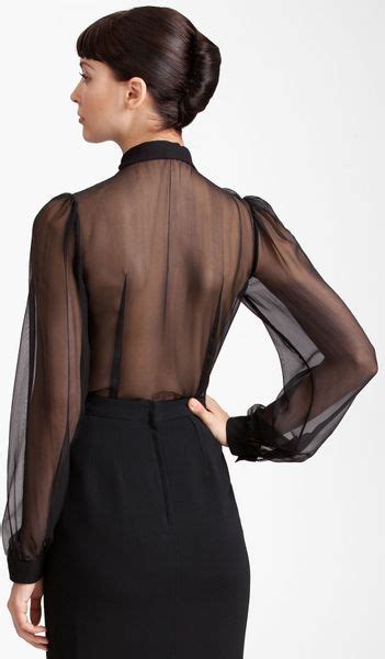 Dolce And Gabbana Sheer Chiffon Blouse In Black Lyst