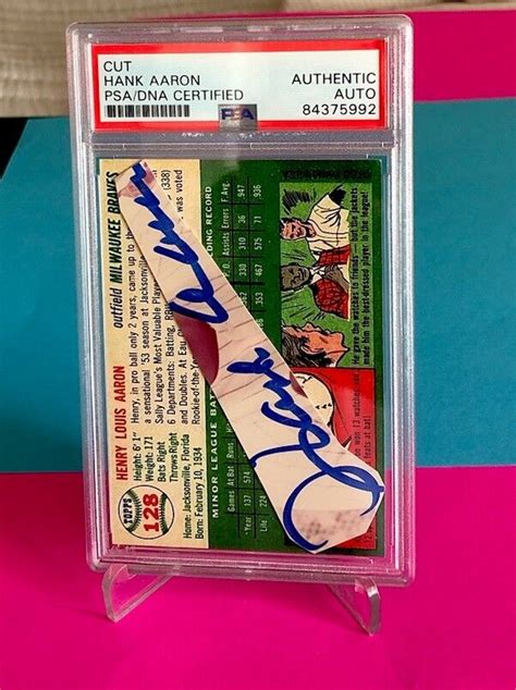 1954 Topps Reprint Hank Aaron Rc Signed Authentic Cut PSA DNA Trading