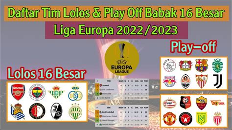 Daftar Lengkap Tim Lolos 16 Besar Liga Europa 2022 2023 Klasemen