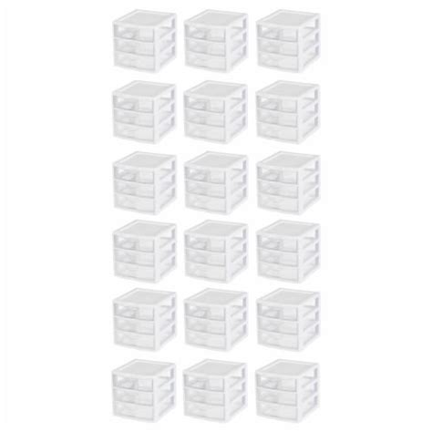 Sterilite ClearView Plastic Small 3 Drawer Desktop Storage Unit White