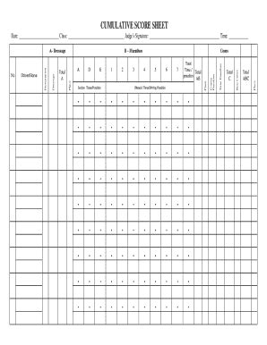 Fillable Online Cumulative Score Sheet New Americandrivingsocietycom