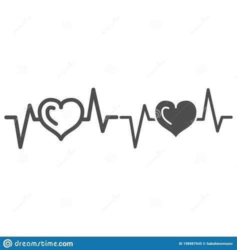 Electrocardiogram Line And Solid Icon Medical Tests Concept Heart Beat Sign On White