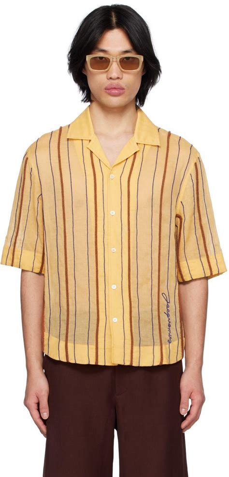 Jacquemus Yellow Le Raphia La Chemise Palha Shirt For Men Lyst