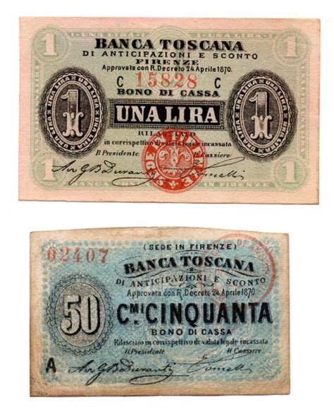 Italië 50 centesimi 1 lira 1870 Banca di Toscana Catawiki