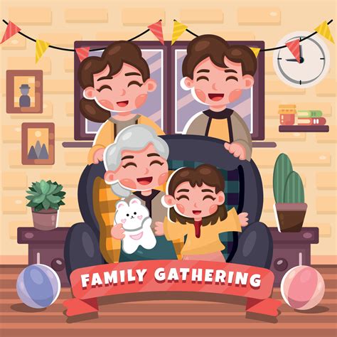 Happy Family Gathering Indoor Concept 6915496 Vector Art at Vecteezy