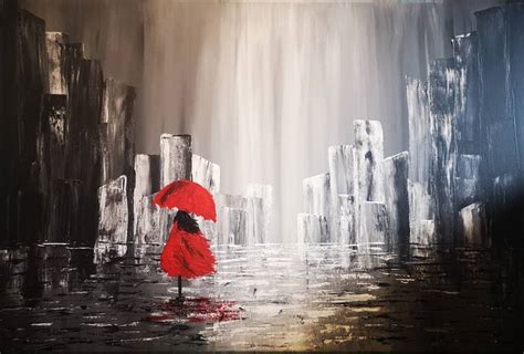 Girl In The Rain Painting by Saritha Angalakuditi | Saatchi Art