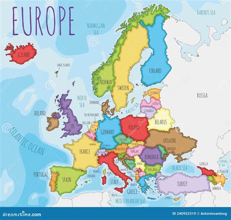 Political Map Of Europe And Africa. European Cities. Political Map With ...