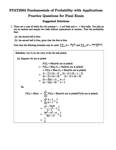 Examination Prac Sol Stat Fundamentals Of Probability With