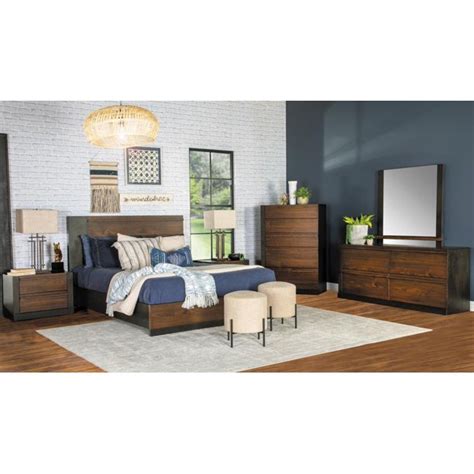 Azalia Rectangular Bedroom Set Black and Walnut - Walmart.com