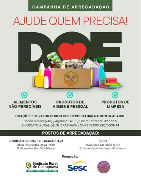 Sindicato Rural e Sesc promovem arrecadação de alimentos produtos de