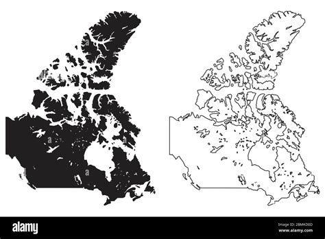 Canada Country Map Black Silhouette And Outline Isolated On White