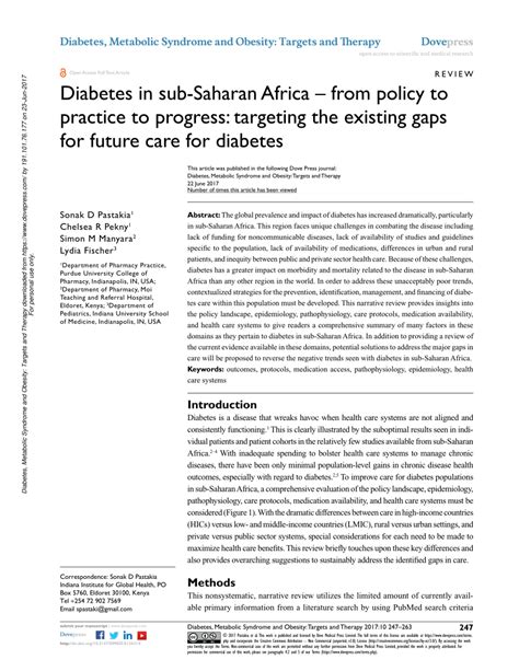 Pdf Diabetes In Sub Saharan Africa From Policy To Practice To