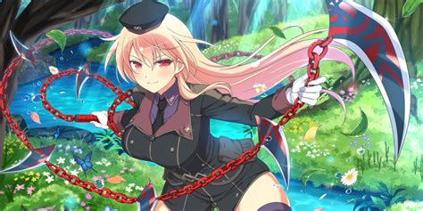 Rule 34 1girls Blonde Hair Chainwhip Outfit Red Eyes Senran Kagura Souji Senran Kagura Yaegashi