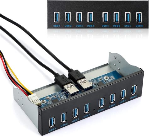 Amazon.com: MZHOU Front Panel USB 3.0 Hub 8 Port,19 Pin to 8 Port USB 3 ...