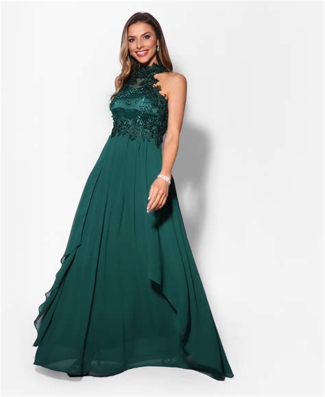 Prom Dresses Lace Halterneck Maxi Dress Krisp