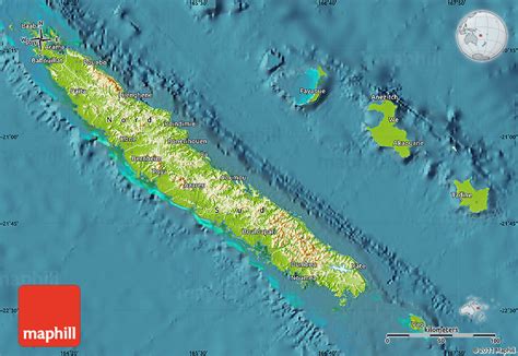 Physical Map Of New Caledonia Satellite Outside