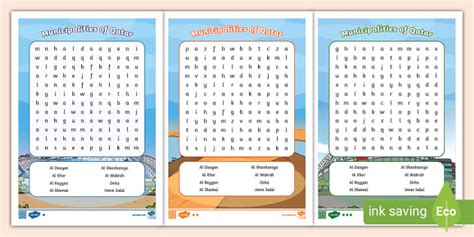 Municipalities Of Qatar Word Search Creat De Profesori