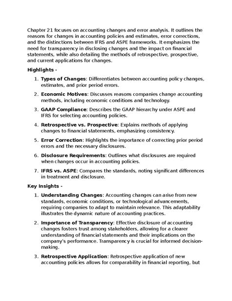 Chapter 21 - notes - Chapter 21 focuses on accounting changes and error
