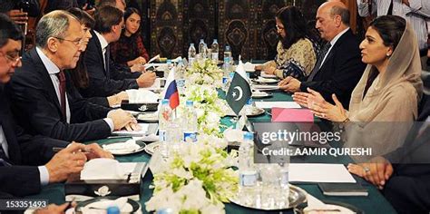 sergey lavrov  hina rabbani  high res pictures getty images
