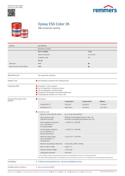 Technical Data Sheet Epoxy Esd Color 2k Remmers Uk Ltd Nbs Source